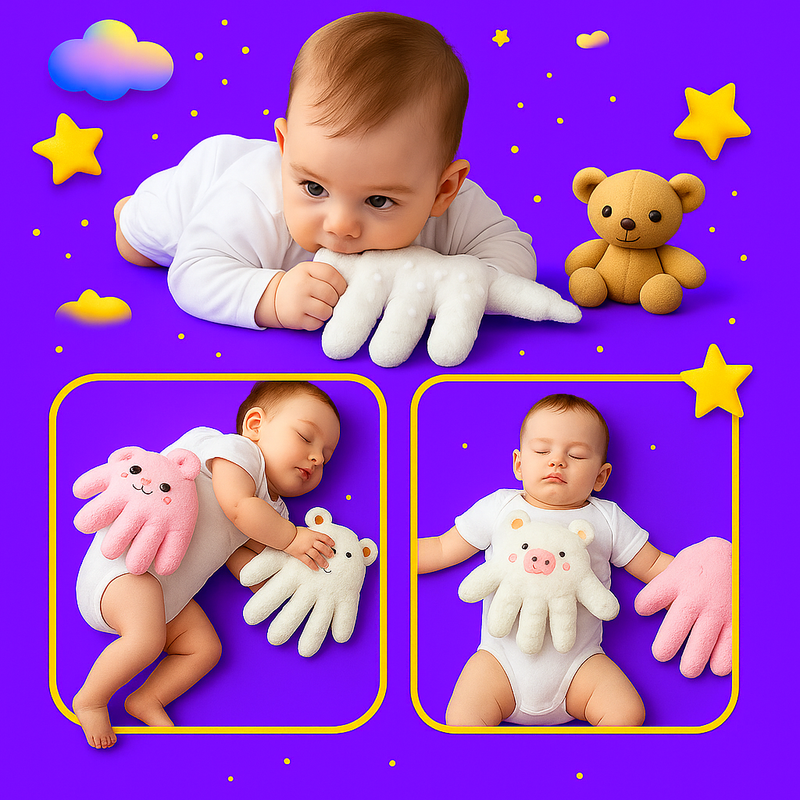 Auxiliar de sono para recém-nascidos Pacify Luva de mão, brinquedo suave e confortável