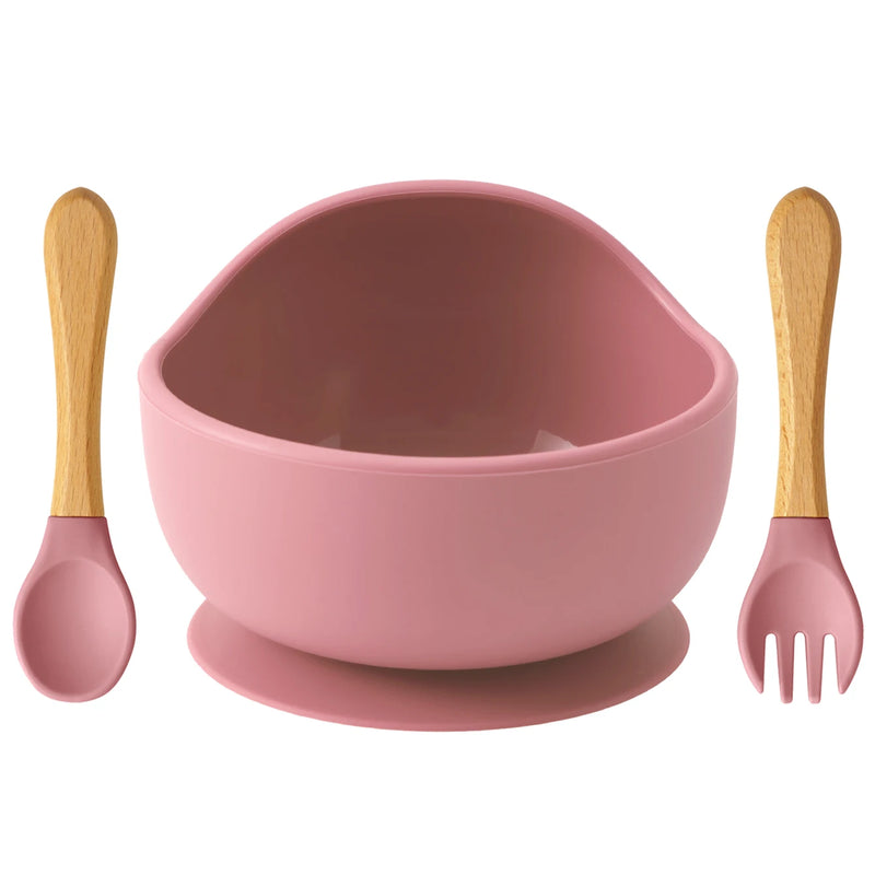 Kit Bowl com Talheres de Silicone e Madeira