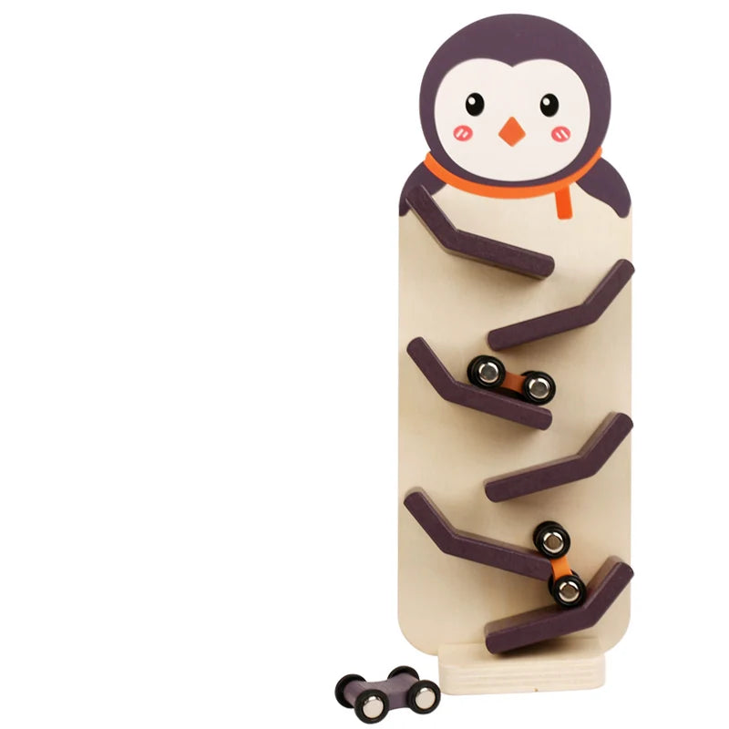 Carro de corrida deslizante, carro de desenho animado de madeira, carro de corrida