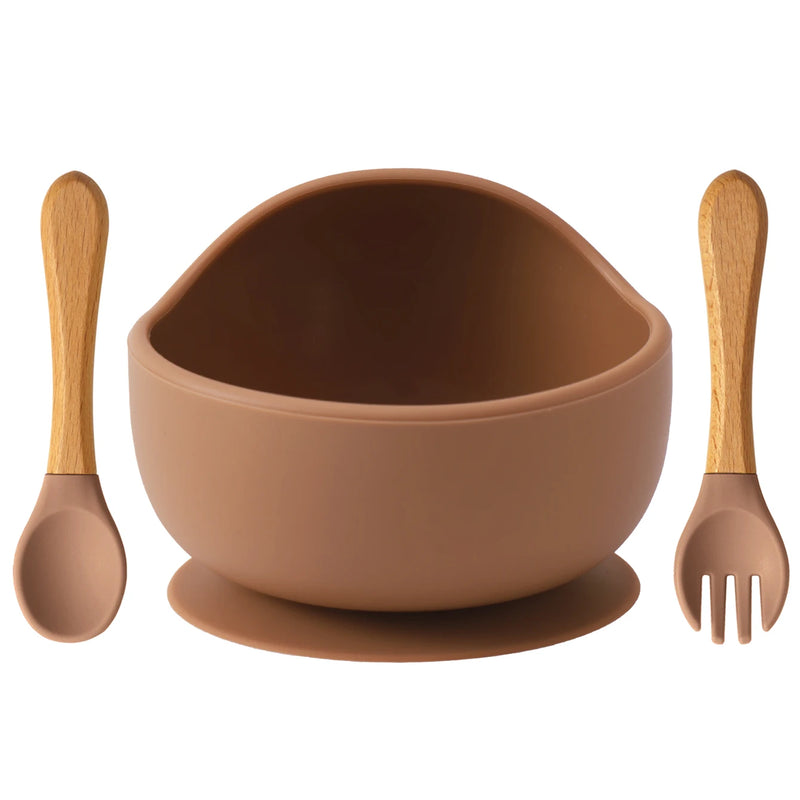 Kit Bowl com Talheres de Silicone e Madeira